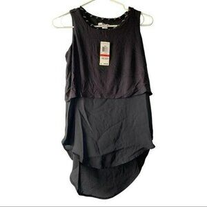 Bar III Black Tank Top Tunic Size XS Beaded Neckline